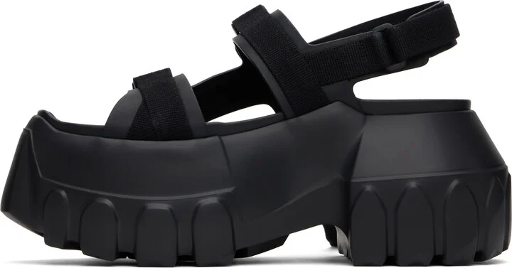Rick Owens Black Hollywood Mega Tractor Sandals - Image 3
