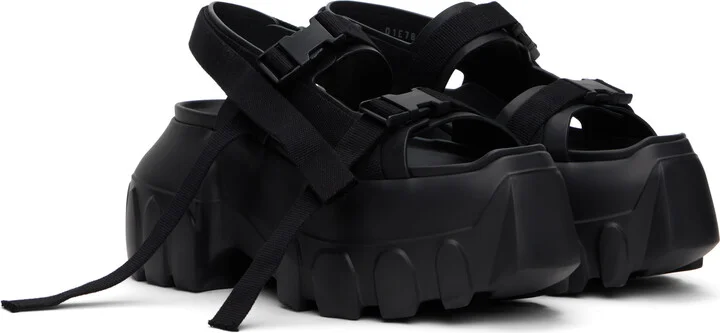 Rick Owens Black Hollywood Mega Tractor Sandals - Image 4
