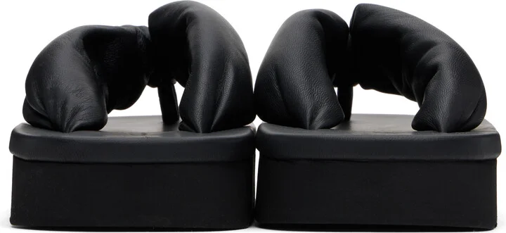 Rick Owens Black Hollywood Peached Lambskin Flip-Flops - Image 2