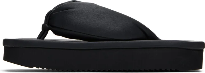 Rick Owens Black Hollywood Peached Lambskin Flip-Flops - Image 3