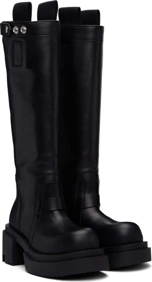 Rick Owens Black Hollywood Pull On Bogun Tall Boots - Image 4