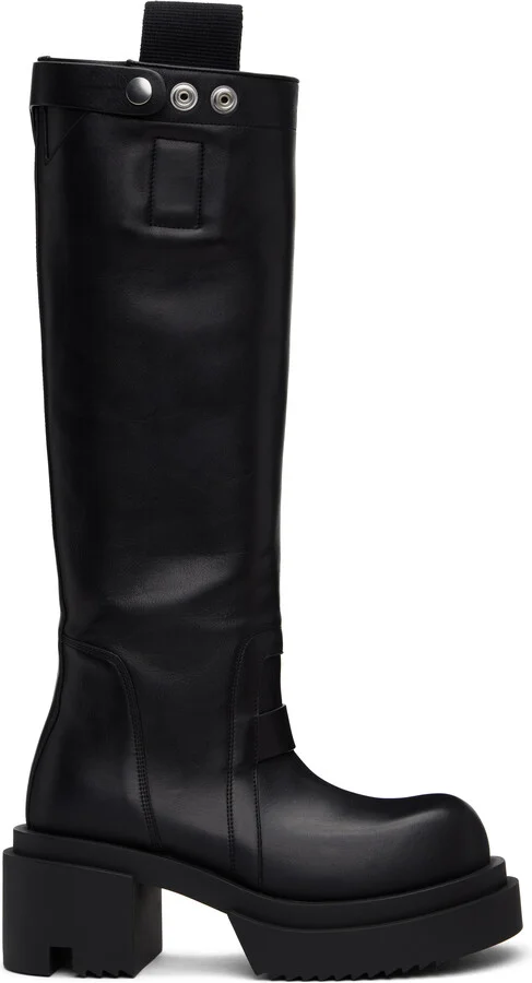 Rick Owens Black Hollywood Pull On Bogun Tall Boots