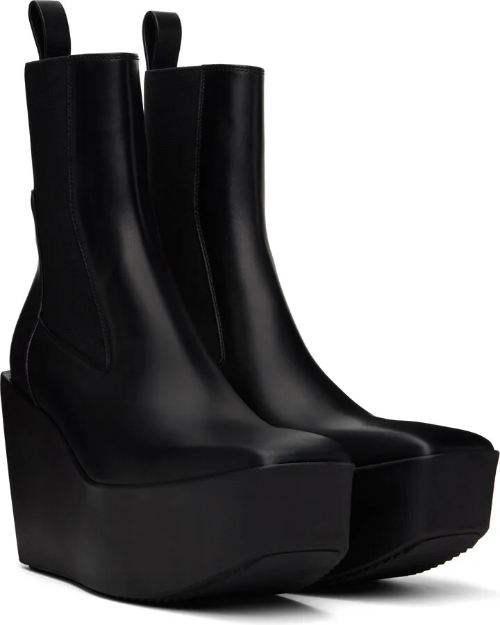 Rick Owens Black Hollywood Sliver Platform Beatle Boots - Image 4