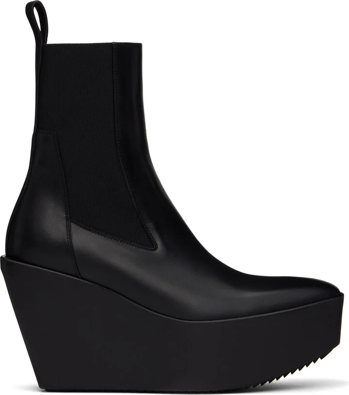Rick Owens Black Hollywood Sliver Platform Beatle Boots