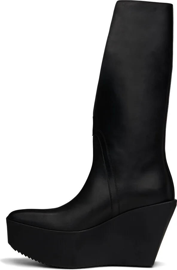 Rick Owens Black Hollywood Sliver Platform Winged Kowboys Tall Boots - Image 3