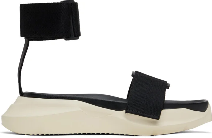Rick Owens Black Hollywood Strap Spartan Geth Slide Sandals
