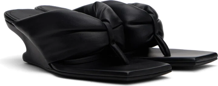 Rick Owens Black Hollywood Thong Cantilever 45 Heeled Sandals - Image 4