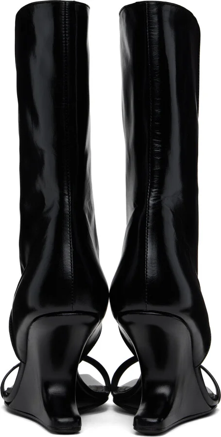 Rick Owens Black Hollywood Winged Cantilever 8 Heeled Sandals - Image 2