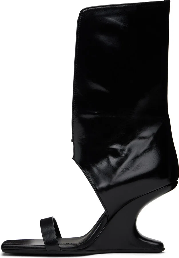 Rick Owens Black Hollywood Winged Cantilever 8 Heeled Sandals - Image 3