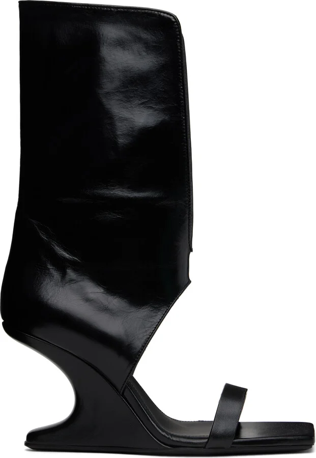 Rick Owens Black Hollywood Winged Cantilever 8 Heeled Sandals