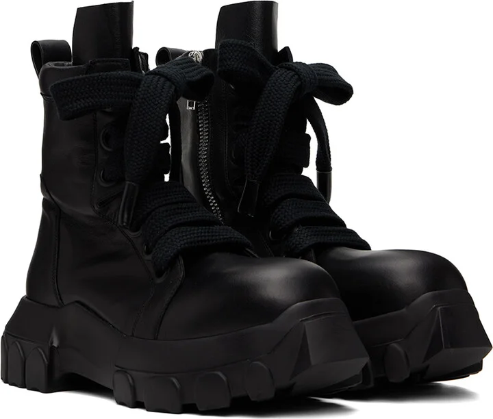 Rick Owens Black Jumbo Laced Bozo Tractor Boots - Image 4