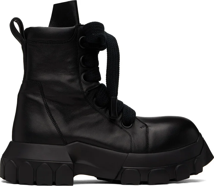 Rick Owens Black Jumbo Laced Bozo Tractor Boots