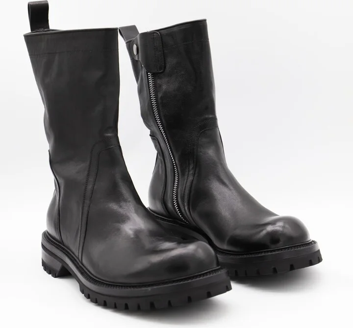 Rick Owens Black Leather Army Creeper Boots - Image 2