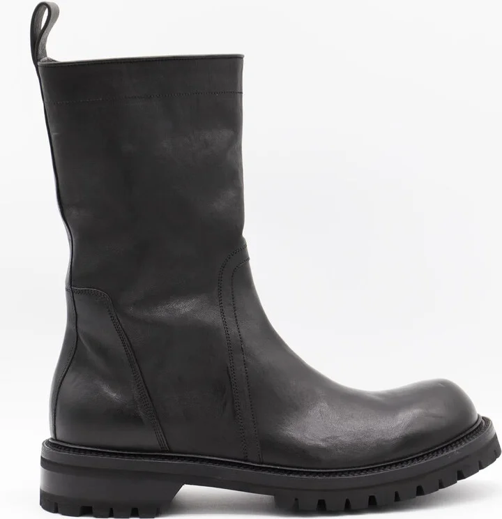 Rick Owens Black Leather Army Creeper Boots