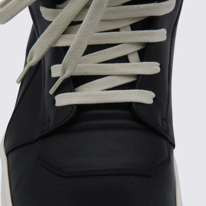 Rick Owens Black Leather Geobasket Sneakers - Image 4