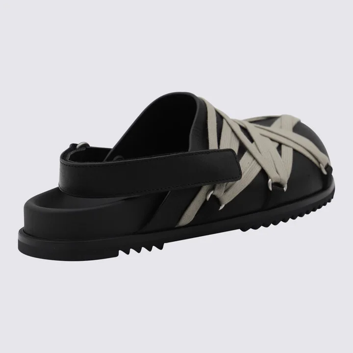 Rick Owens Black Leather Megalaced Flats - Image 2