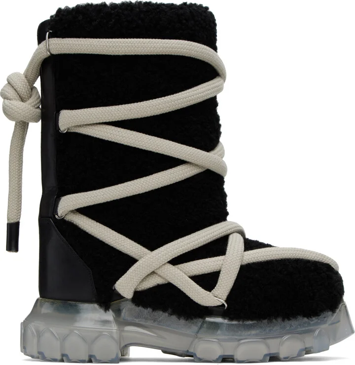 Rick Owens Black Lunar Tractor Boots