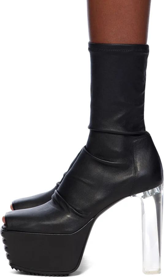 Rick Owens Black Minimal Grill Stretch 65 Boots - Image 3