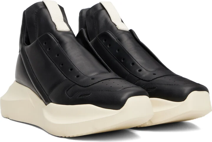 Rick Owens Black & Off-White Concordians Geth Runner Sneakers - Image 4