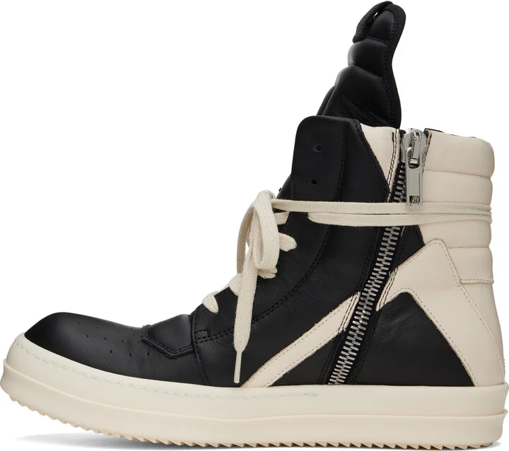 Rick Owens Black & Off-White Hollywood Geobasket Sneakers - Image 3