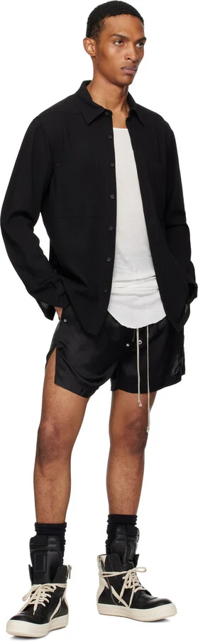 Rick Owens Black & Off-White Hollywood Geobasket Sneakers - Image 5