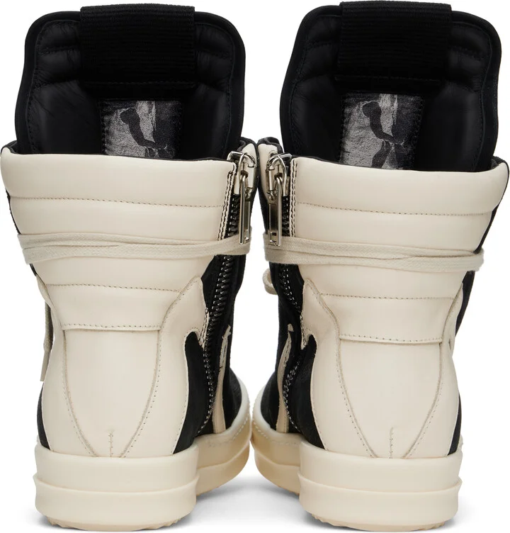 Rick Owens Black & Off-White Hollywood Geobasket Sneakers - Image 2