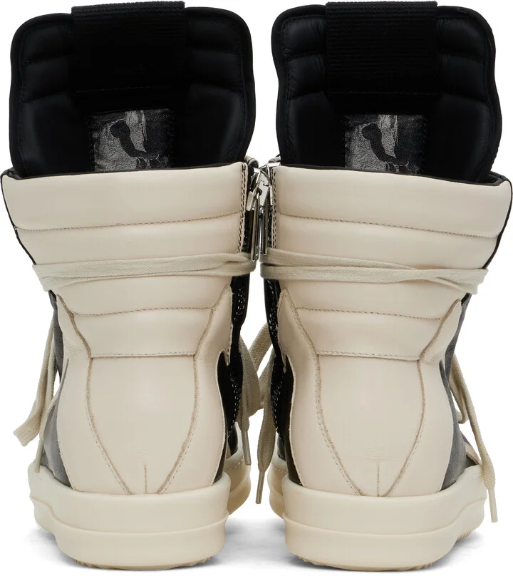 Rick Owens Black & Off-White Hollywood Geobasket Sneakers - Image 2