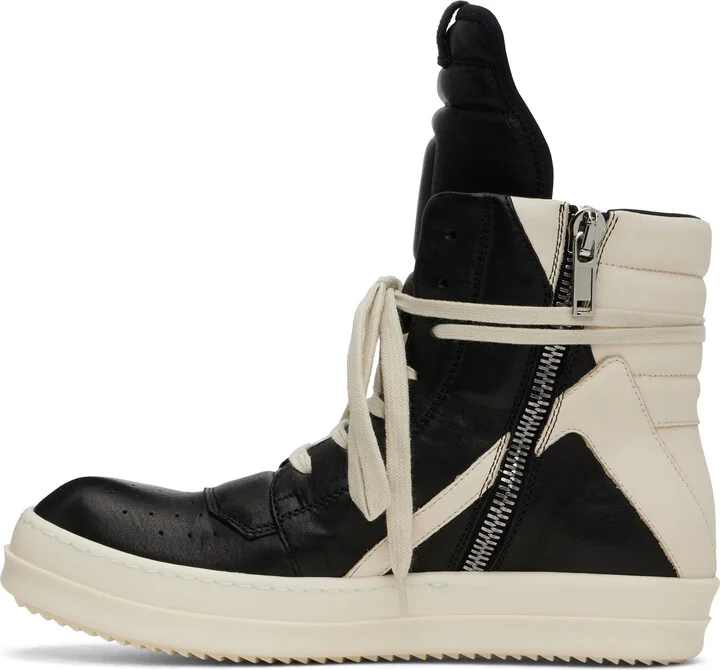 Rick Owens Black & Off-White Hollywood Geobasket Sneakers - Image 3