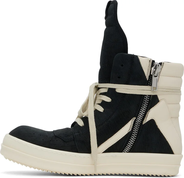 Rick Owens Black & Off-White Hollywood Geobasket Sneakers - Image 3