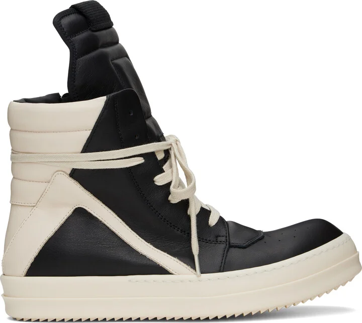 Rick Owens Black & Off-White Hollywood Geobasket Sneakers