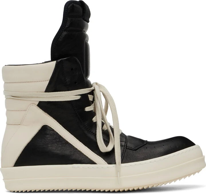 Rick Owens Black & Off-White Hollywood Geobasket Sneakers