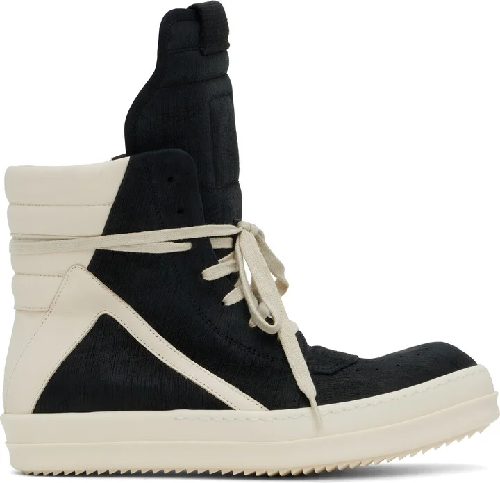 Rick Owens Black & Off-White Hollywood Geobasket Sneakers