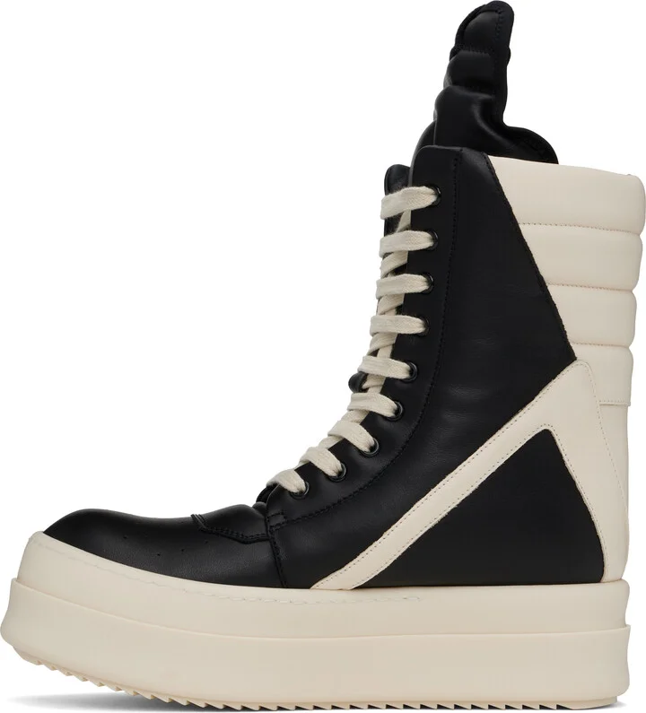 Rick Owens Black & Off-White Hollywood Mega Geobasket Sneakers - Image 3