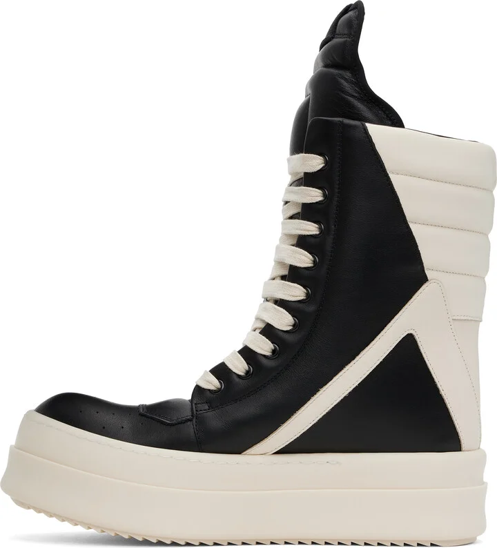Rick Owens Black & Off-White Hollywood Mega Geobasket Sneakers - Image 3
