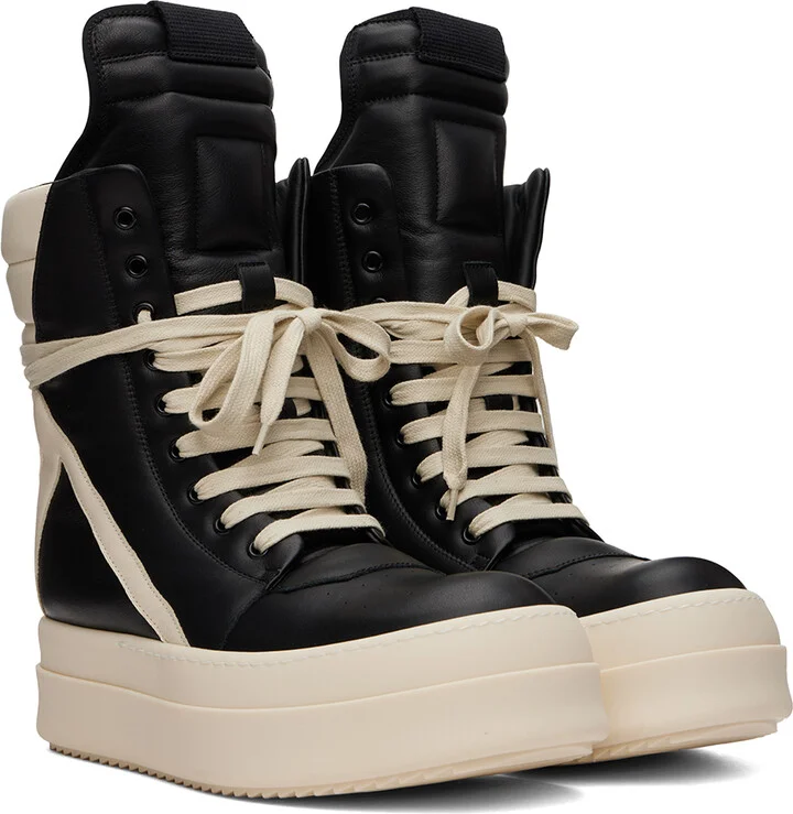 Rick Owens Black & Off-White Porterville Mega Geobasket Sneakers - Image 4