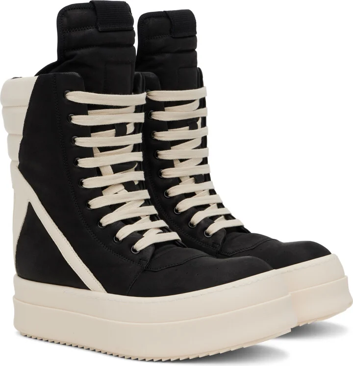 Rick Owens Black & Off-White Porterville Mega Geobasket Sneakers - Image 4
