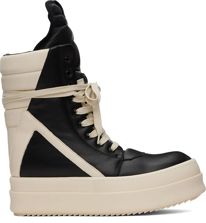 Rick Owens Black & Off-White Porterville Mega Geobasket Sneakers