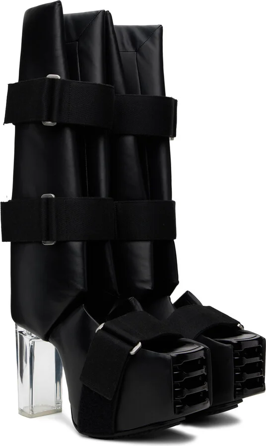 Rick Owens Black Open Splint Kiss Boots - Image 4