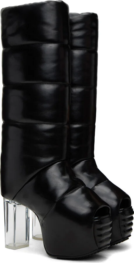 Rick Owens Black Padded Pull On Platform 45 Boots - Image 4