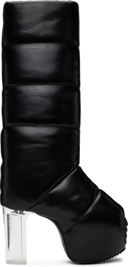 Rick Owens Black Padded Pull On Platform 45 Boots