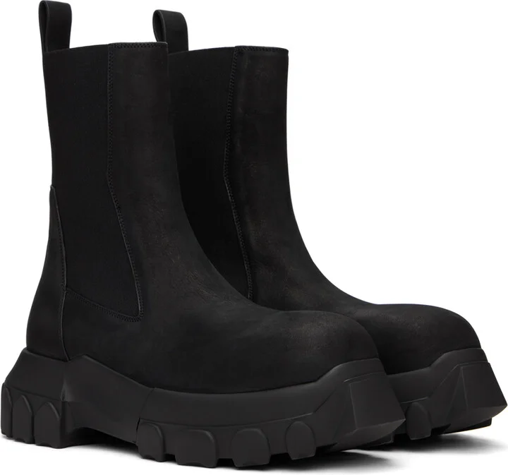 Rick Owens Black Porterville Beatle Bozo Tractor Chelsea Boots - Image 4