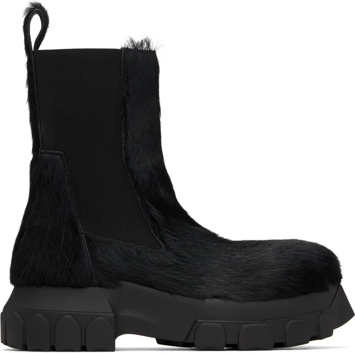 Rick Owens Black Porterville Beatle Bozo Tractor Chelsea Boots
