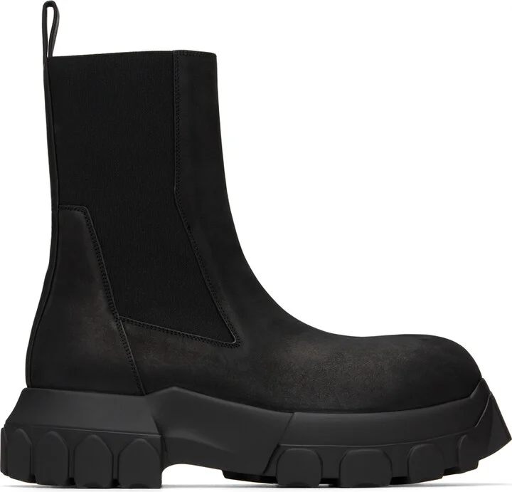 Rick Owens Black Porterville Beatle Bozo Tractor Chelsea Boots