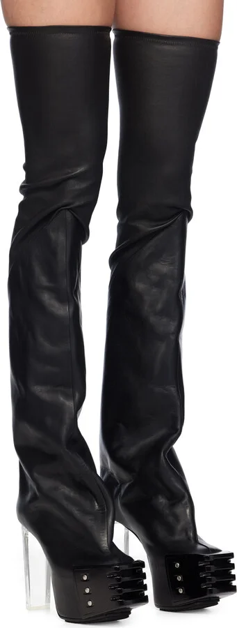 Rick Owens Black Porterville Flared Kiss 65 Tall Boots - Image 4