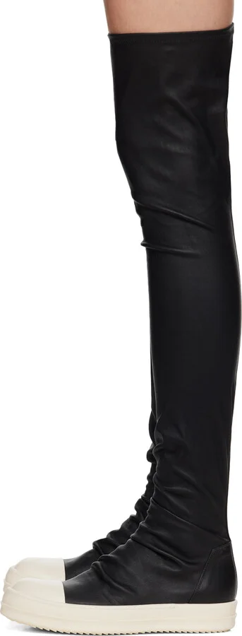 Rick Owens Black Porterville Knee High Stocking Sneaks Boots - Image 3