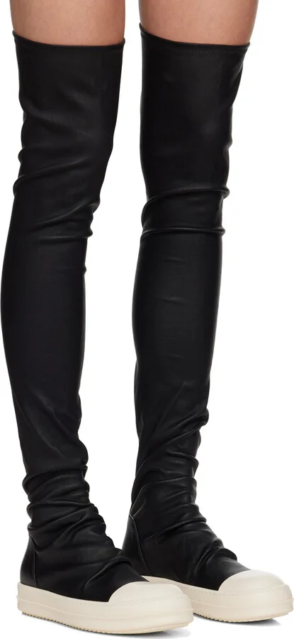 Rick Owens Black Porterville Knee High Stocking Sneaks Boots - Image 4