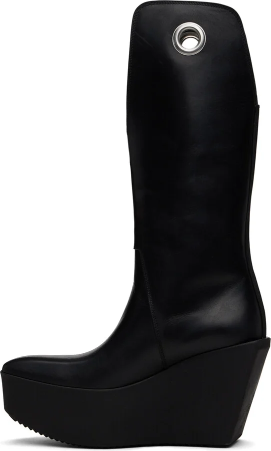 Rick Owens Black Sliver Platform Kowboy Boots - Image 3