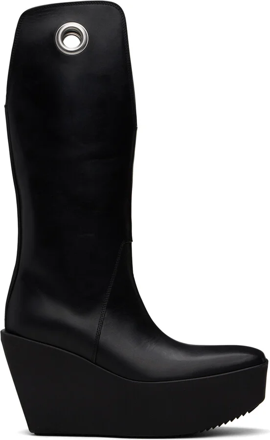 Rick Owens Black Sliver Platform Kowboy Boots