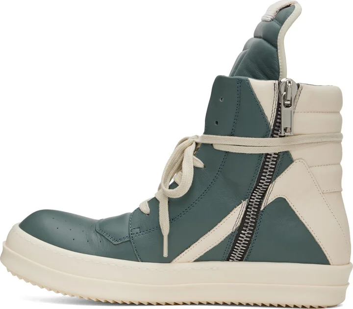 Rick Owens Blue & Off-White Hollywood Geobasket Sneakers - Image 3