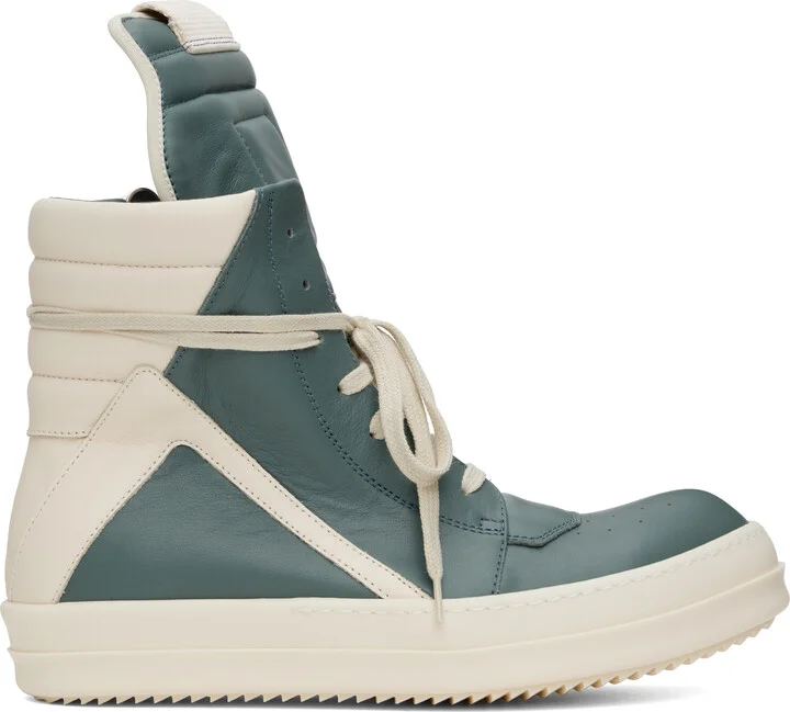 Rick Owens Blue & Off-White Hollywood Geobasket Sneakers